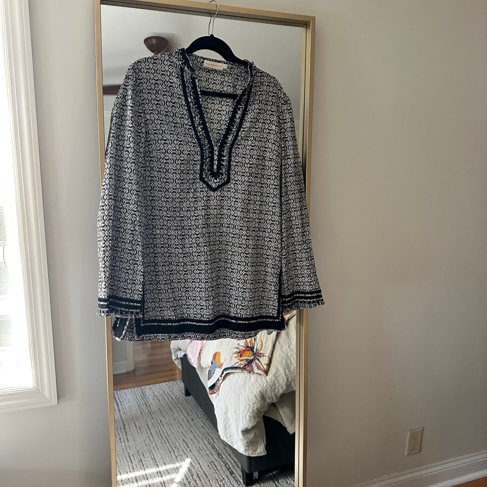Tory Burch Navy and White Tunic Top